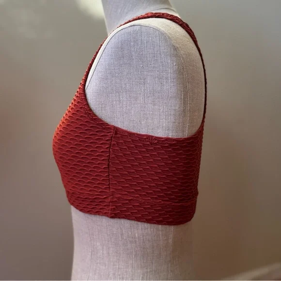 Booty by Brabants Croco Skin Scoop Top Crop Tank with Pads Supportive Orange OS - Picture 3 of 10